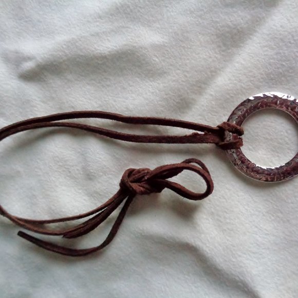 Gabriel & Co. Hammered Silver Tone Pendant with Suede Strap - Picture 6 of 6